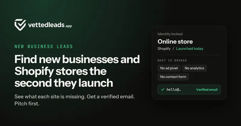 Preview image for Find New Businesses and Shopify Stores Daily | Vetted Leads